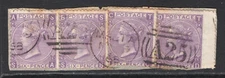 M15624 Malta 1867-70 SGZ60 - 6d violet PLATE 6. Four copies used on small piece