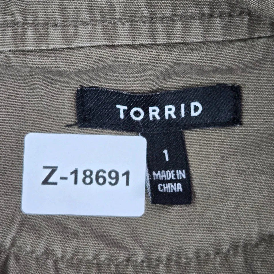 Torrid Women Jacket 1 Brown Military Full Zip Long Sleeve Cotton Polyester - Image 2 of 4