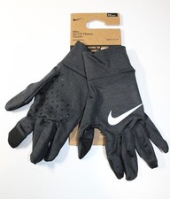 NWT Nike Dri-FIT Fleece Men's Small/Medium Running Gloves Black Swoosh Logo