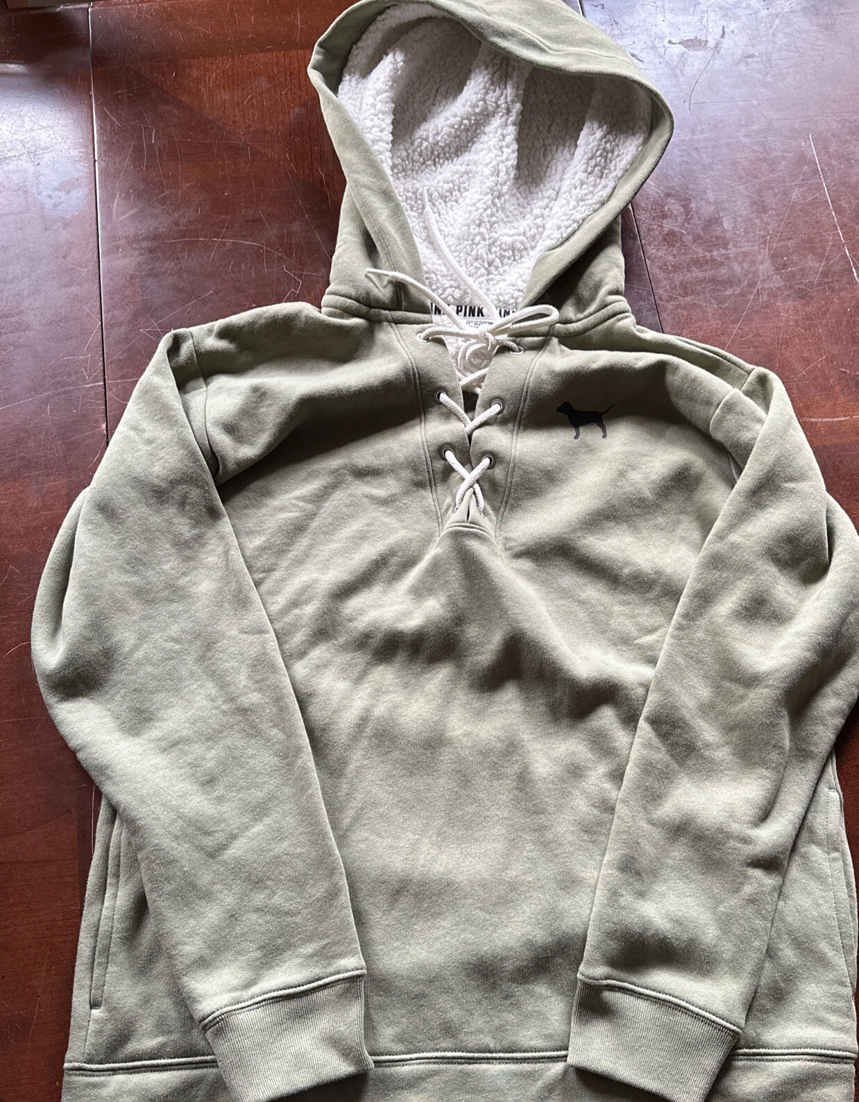 Victorias Secret Pink Hoodie Women’s Sherpa Lined Hood Small NWOT