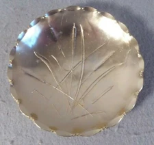 Arthur Armour 4" Gold Flashed Cattails & Reeds Hammered Aluminum Bowl Vintage