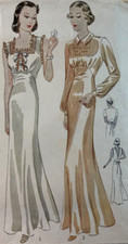 1930s Simplicity Sewing Pattern S611 Art Deco Nightgown B: 32 Unprinted