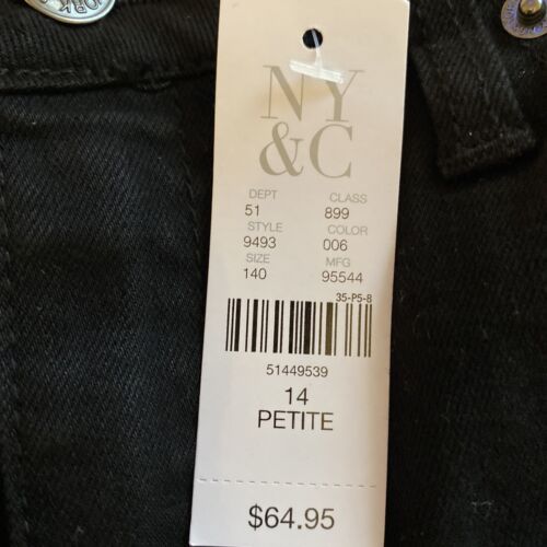 Neu mit Etikett NY&C Jeans. Hohe Taille Curvy Barely Stiefel schwarz Petite Damen 14. PG-13 - Bild 3 von 12