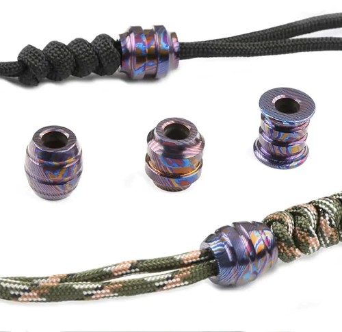 Titanium Damascus Timascus Mokuti EDC Paracord Lanyard Bracelet Beads AUS - Picture 7 of 19