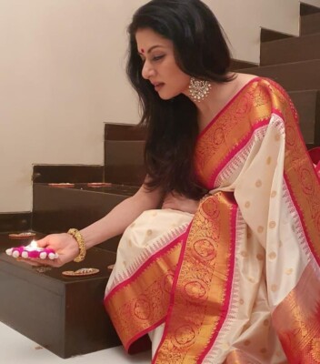 Designer Soft Lichi Silk Saree With Stitched Blouse Indian South Silk Sari Women