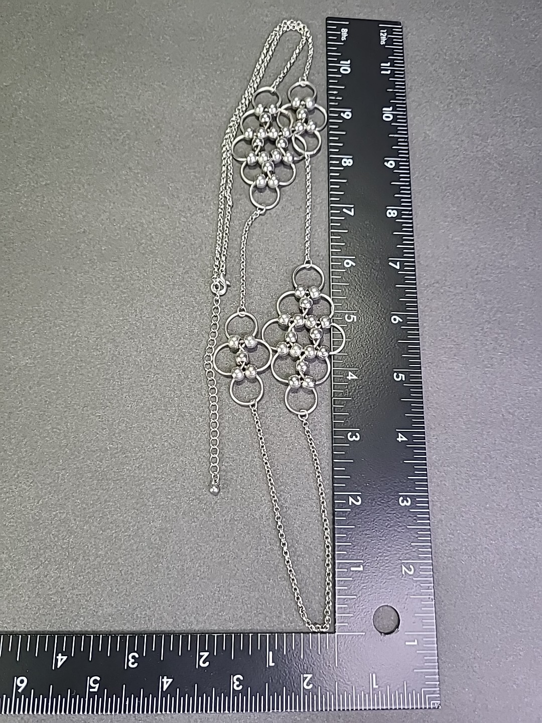 Interlocking Circles Silver Tone Multiple Flowers… - image 12