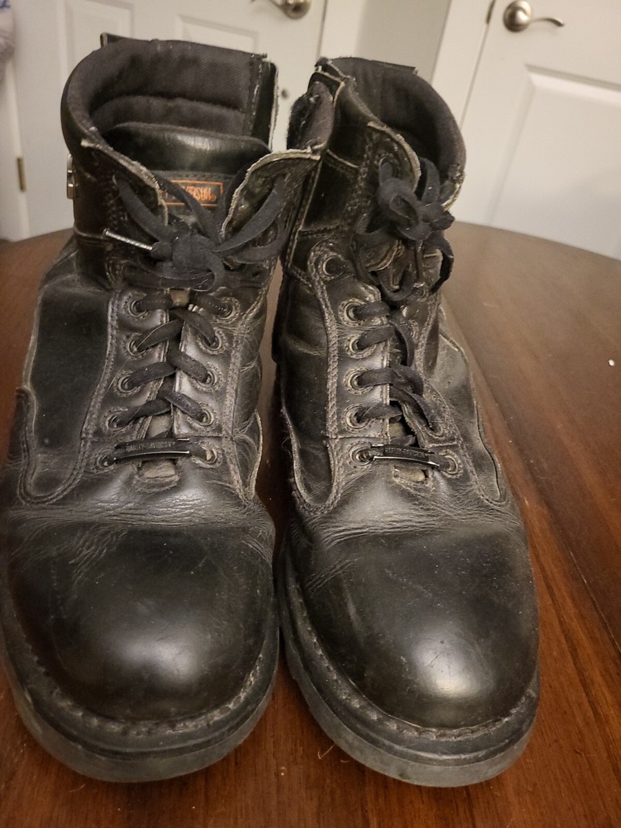 Harley Davidson Black Lace Up / side Zip Riding Boots 93074  display picture 2