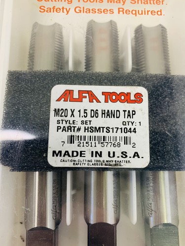 ALFA TOOLS Metric M20 X 1.5 D6 Hand tap (3-pack) NOT an Off brand, Made In USA! - 第 2/6 張圖片