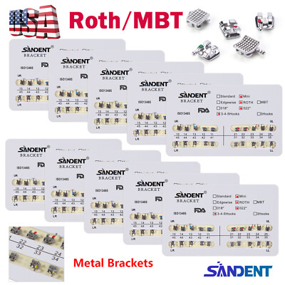 10Packs Dental Orthodontic Braces Brackets Mini Roth./ MBT 022 Hook345 #1#2