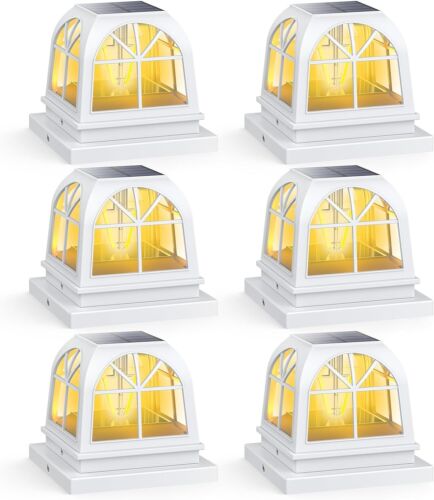 SIEDiNLAR Solar Post Lights Outdoor Deck Fence Cap Light 2 6 Pack, White
