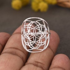 Beautiful Designer Sterling Silver Minimalist Mandala Ring For Women Birthday