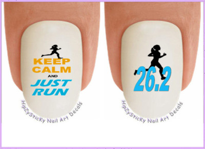 Nail Art 3024 KEEP CALM Just Run Marathon 26.2 WaterSlide Nail Decals Transfers
