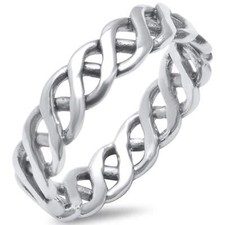 Plain Infinity Braid .925 Sterling Silver Ring Free Worldwide shipping