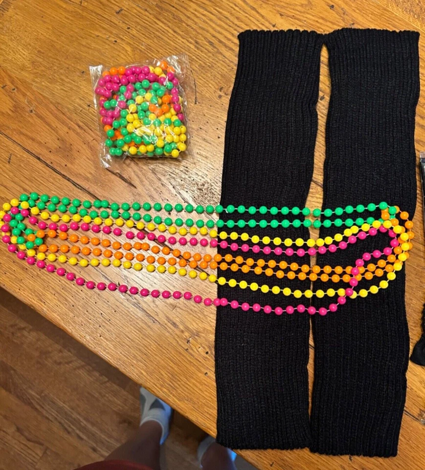 80-е Костюм и Аксессуары Неоновые Подогреватели Ног Перчатки, Повязки на Голову, Рыбная Сеть, Кружево, Шляпа - Изображение 4 из 4