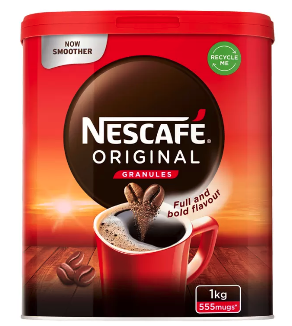 Nescafe Original Instant Coffee Granules 1kg Tin - Approx 555 Cups