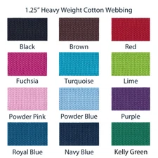 5 Yards 1.25" Heavy Weight Cotton Webbing - 23 Colors to Choose - Mix and Match