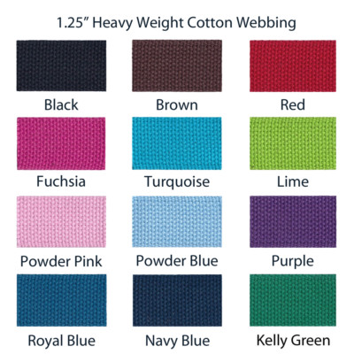 5 Yards 1.25'' Heavy Weight Cotton Webbing - 23 Colors to Choose - Mix and Match