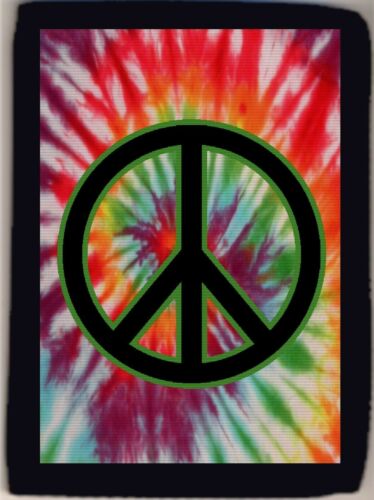 Peace Sign Rainbow Tie-Dye Men's Trifold Nylon Wallet Grab Closure NEW COOL! - Picture 1 of 2