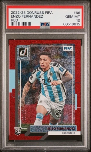 Enzo Fernandez 2022-23 Donruss FIFA Red Argentina /99 PSA 10 Card RC Rookie