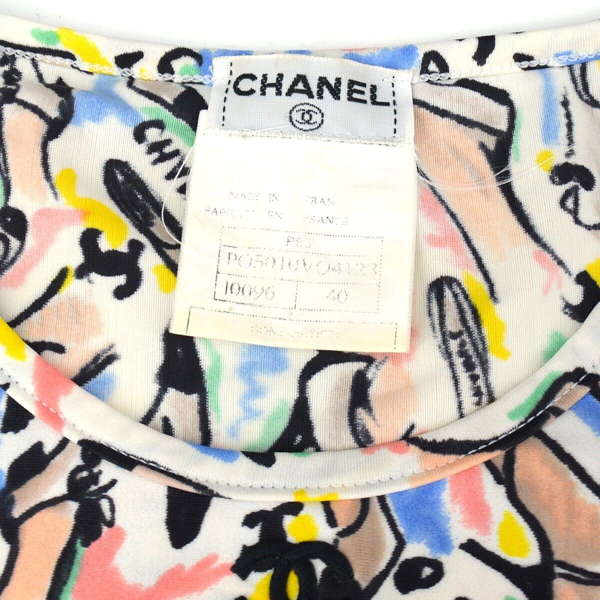 Chanel P95 #40 Short Sleeve Cropped T-shirt Multicolor 79702 Chanel P95 #40 Short Sleeve Cropped T-shirt Multicolor 79702