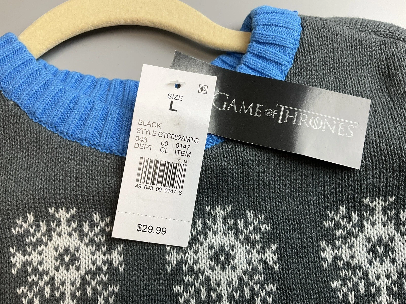 Game of Thrones Ugly Christmas Sweater Silent Night King NWT Size L