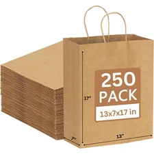 Brown Kraft Shopping Bag 13x7x17H - Twisted Handles - Eco-Friendly - ALMA