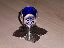 Kerzenhalter / Deko Blume blaues Glas  in filigraner Halterung Silber 7x8,5cm