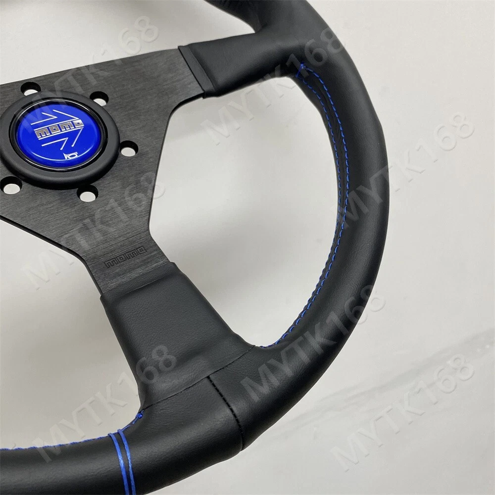 MOMO ステアリング 14インチ スエード ブルー MOMO Monte Carlo 340mm 14' Suede Leather Thickened Spoke Blue
