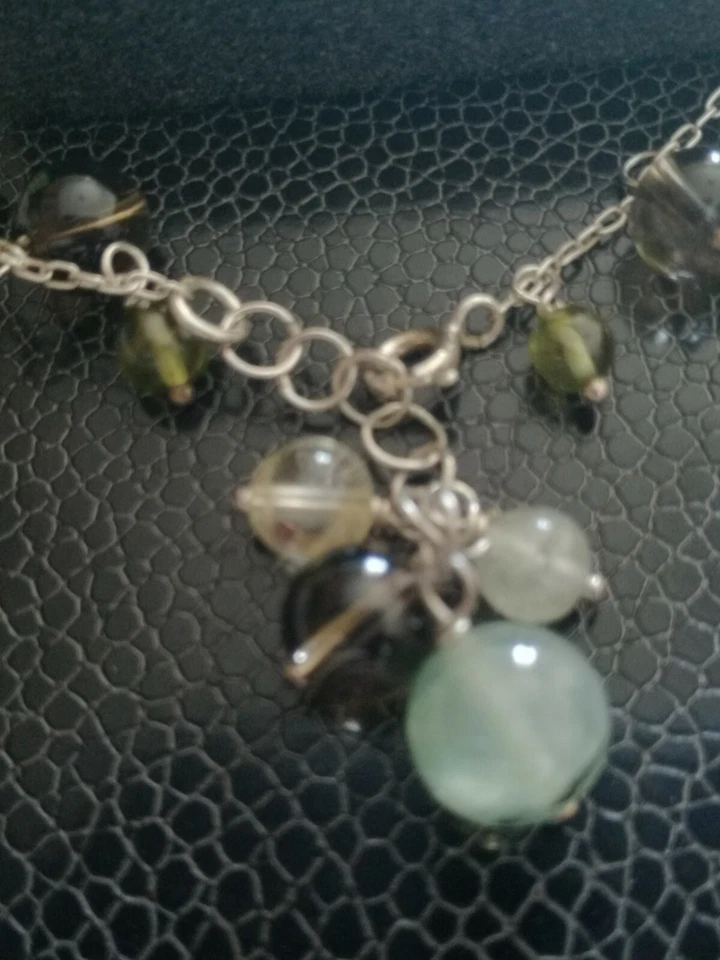 Bracciale da donna in argento  925 con perline colorate degli anni 70 - Immagine 2 di 4