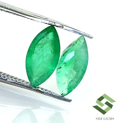 1.85 Cts Natural Emerald Marquise Cut Pair 10x5 mm Untreated Certified Gemstones - Picture 3 of 8