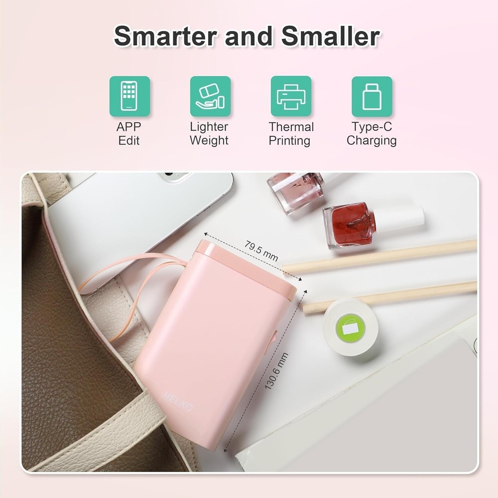 Bluetooth Label Maker Machine P21 Wireless Mini Pink Tape Cutter Printer