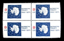 US Stamp Scott 1431 Antarctic Treaty 8 Cent 1971 Mint MNH Block of 4