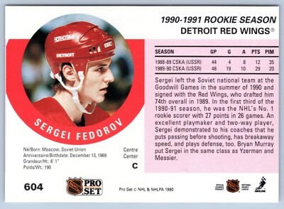 SERGEI FEDOROV RC 1990-91 PRO SET 90-91 NO 604 45632 | eBay