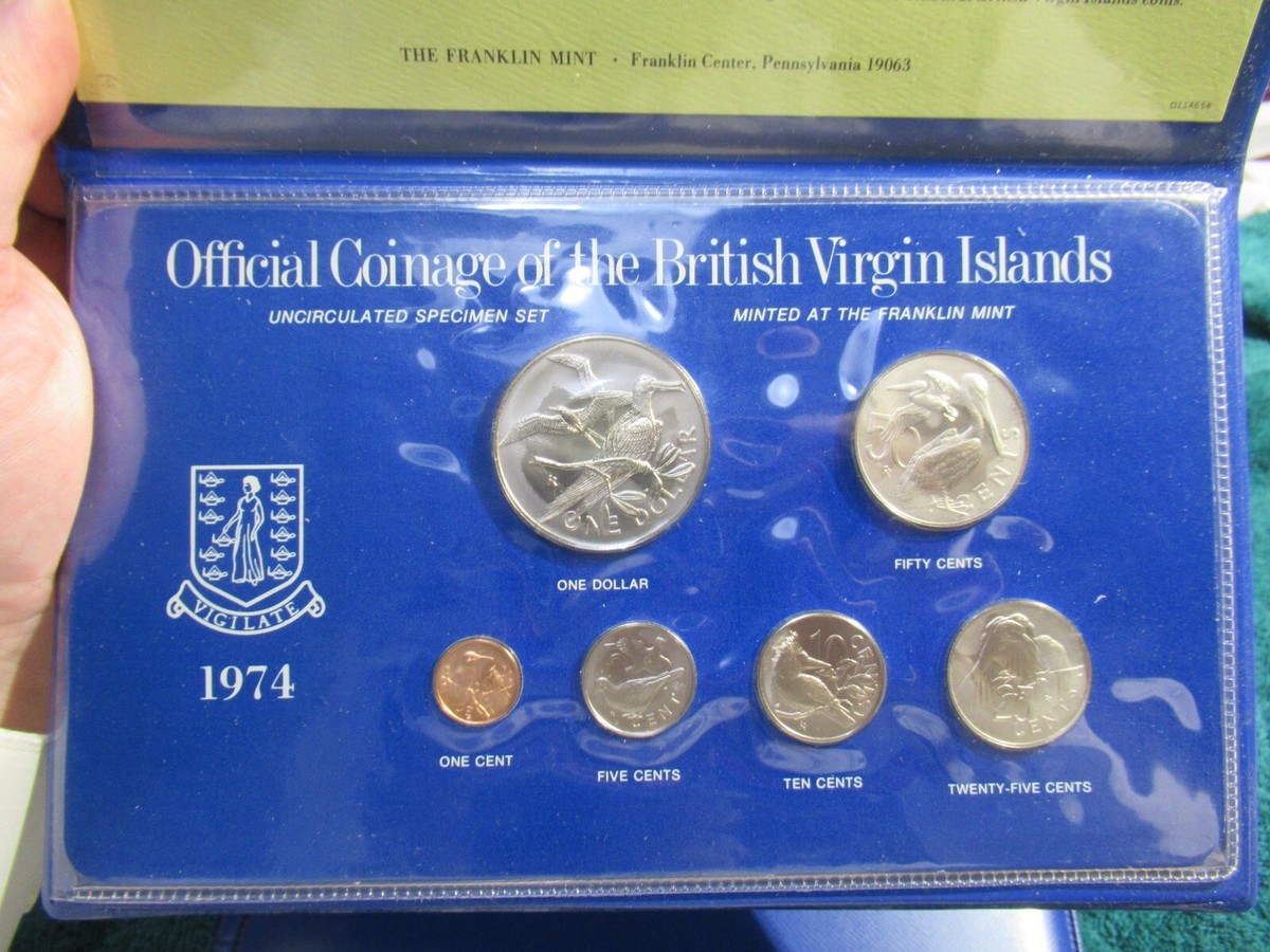 1974 BRITISH VIRGIN ISLANDS MINT BU COINS SPECIMEN SET, 6 COINS