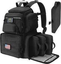 Tactical Pistol Range Bag Handgun Backpack with 4 Pistol Case for Shooting,Black