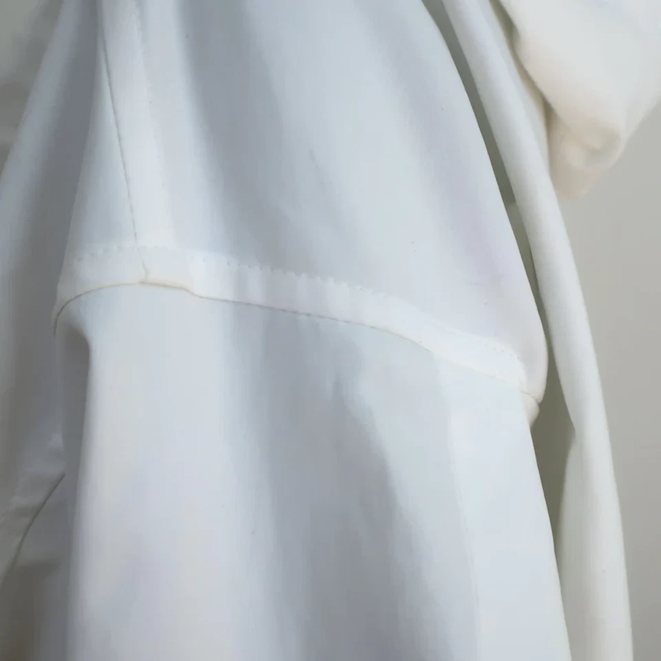 Abrigo con Capucha Moon Young Hee Blanco Drapeado Algodón Talla 38 Foto 4 de 4