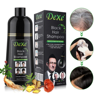 DEXE Instant Black Hair Shampoo 5-Min Hair Color Dye Cover White Gray Permanent