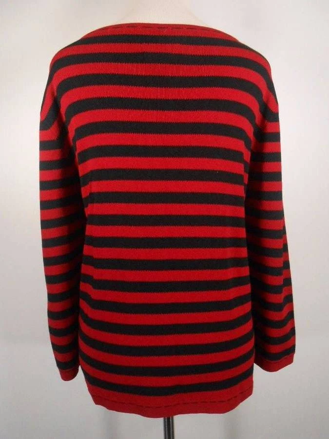 美丽女式 3 码 Chico's Design 多色条纹粘纤针织衬衫 — 第 4/4 张图片