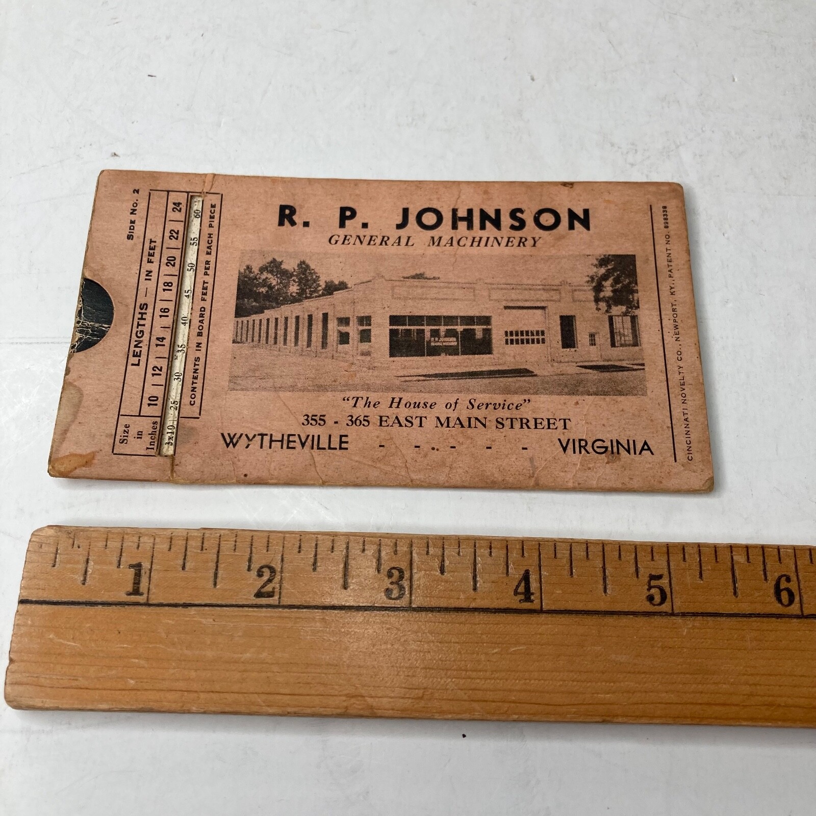 VTG Pocket Lumber Scale Calculator R.P. Johnson Wytheville Virginia