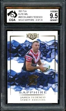 ✺CGA 9.5✺ 2021 ELITE MOJO SAPPHIRE NRL Graded Card JAMES TEDESCO #9/23 Roosters