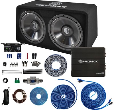 PRORECK PR-122M Dual 12'' Car Subwoofer Complete 1500W with Mono Block Amplifier