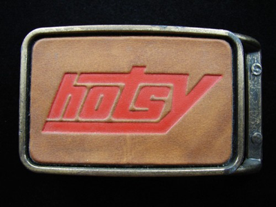 #ad #ad RG11119 VINTAGE 1970s **HOTSY** ADVERTISEMENT LEATHER amp; BRASSTONE BELT BUCKLE $23.00