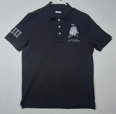 Automobili Lamborghini Golf Polo Black Shirt Men's Medium Chest Crest Logo