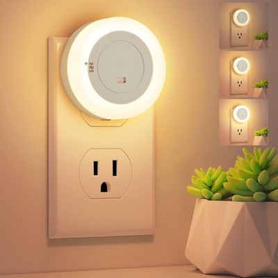 Dimmable LED Night Lights with Light Sensor, Soft White, 2Pack