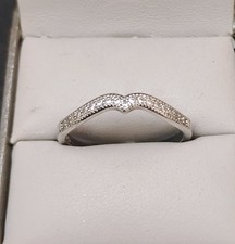 Genuine Pave Diamonds Stackable Wave .925 Sterling Silver Band Ring Size CZ 