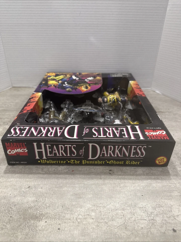 Paquete de 3 Hearts of Darkness 1996 FAO Schwarz ~ Wolverine, Ghost Rider, The Punisher Foto 2 de 4