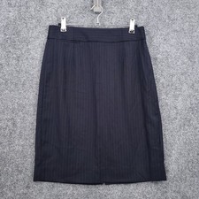 VINTAGE J.Crew Womens 2 Blue Pinstripe 100 Wool Pencil Skirt Y2K