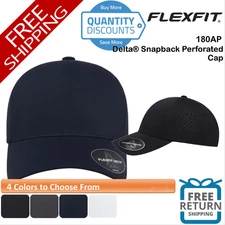 🔥 Flexfit Delta Snapback Perforated Cap Hat six panels, low-profile 180AP