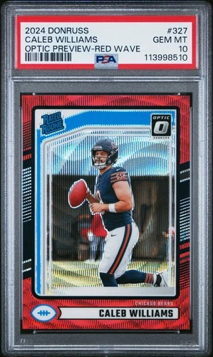 2024 Panini Donruss #327 Caleb Williams Optic Preview-Red Wave PSA 10