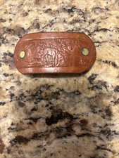 Western Womens Barrette 3 x 1.25 in Hair Tooled Leather Stud Cowgirl Rodeo Turq